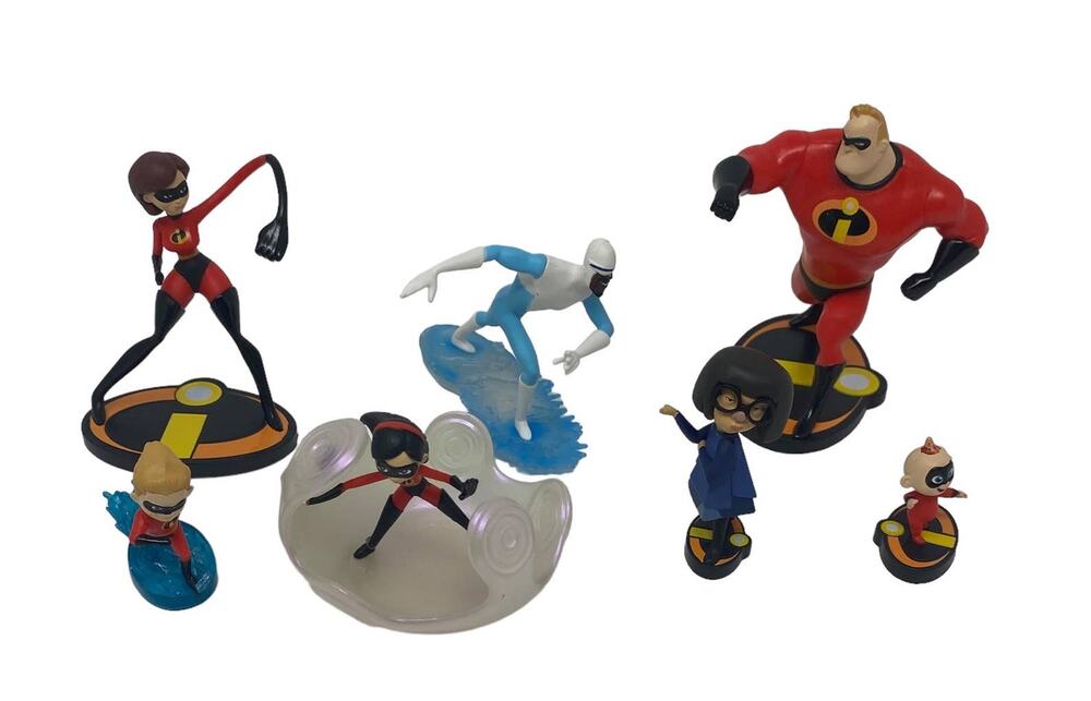 Disney Pixar The Incredibles Lot Of Seven Toy Figurines Cake Toppers Decorations